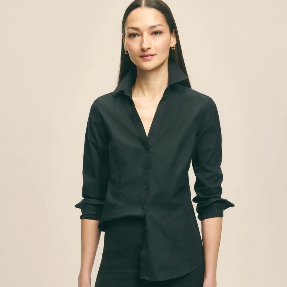 🖤 Brooks Brothers Stretch Cotton Button Up Blouse, 14, NWT